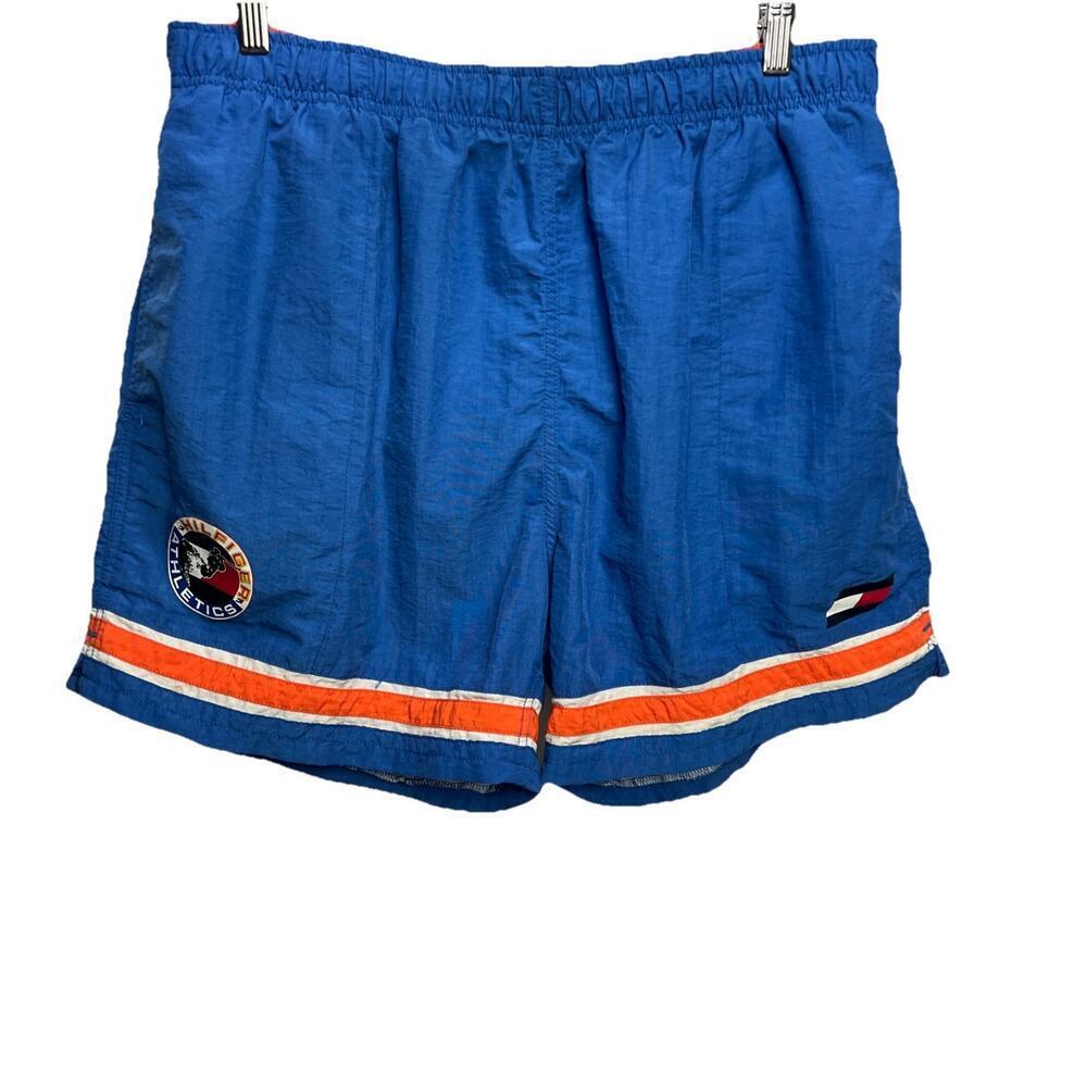 Vintage Tommy Hilfiger Mens Swim Trunks Blue Striped Sz XL Lined Pockets